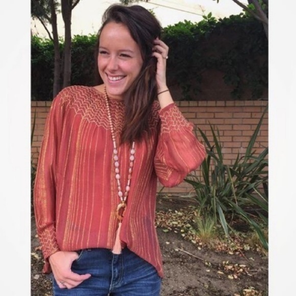 SALE Anthro Bresle Peasant Boho Metallic Love Sam - Picture 6 of 8